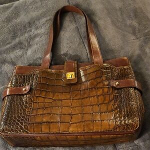 Cole Haan Red and Brown Leather Shoulder Bag